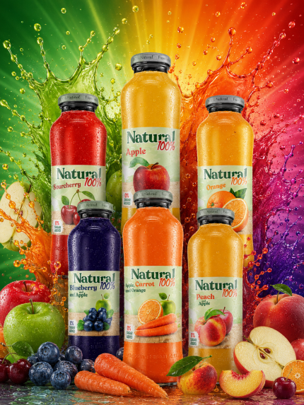 Natural 100% Juice 200ml Glass Bottle (Pack of 6)